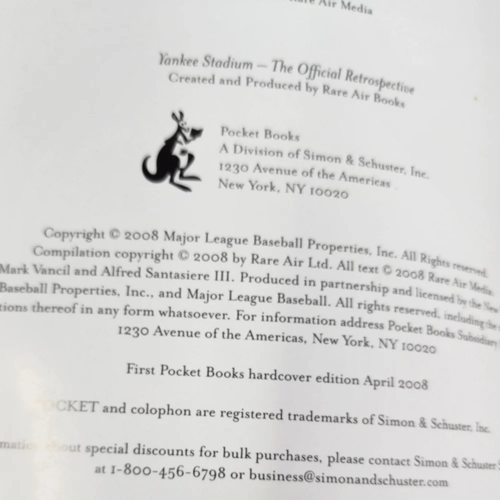 Simon & Schuster Pocket Books yankee stadium